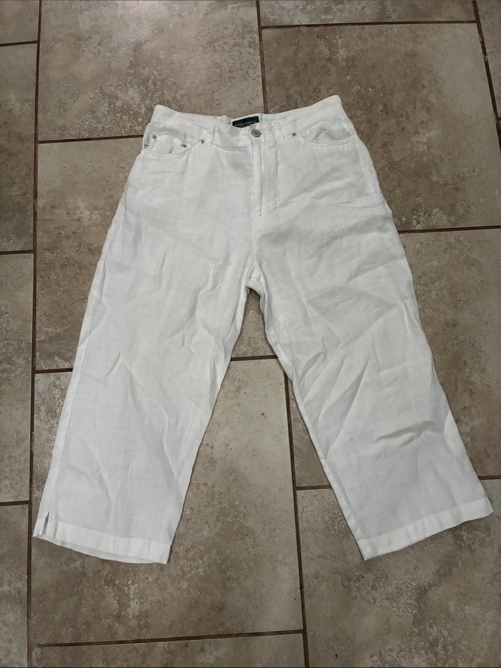 Lauren Ralph Lauren White Cropped Wide-Leg Pants